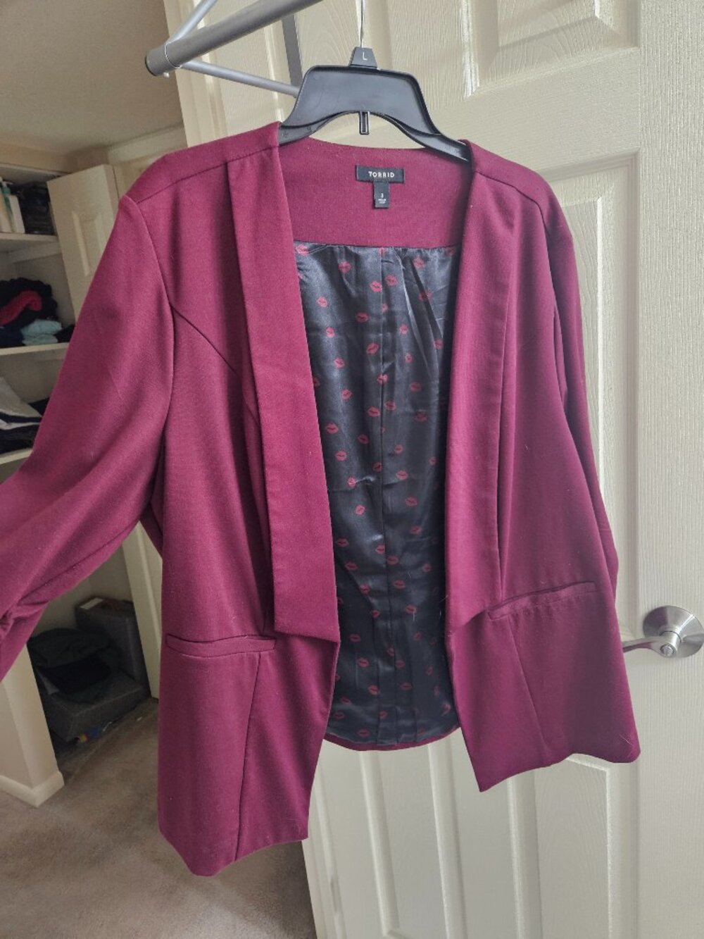 Torrid 3x Raspberry 3/4 Sleeve Blazer